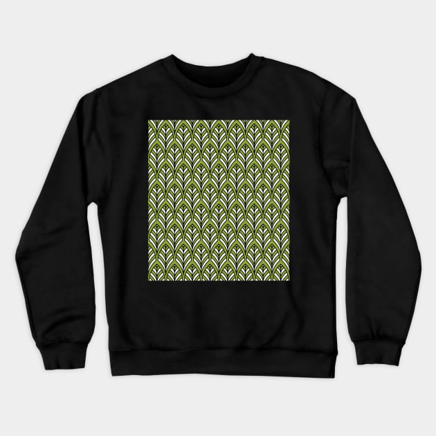 Art Deco Pattern no 36 - Green - BOHO Feather Pattern Crewneck Sweatshirt by Millusti